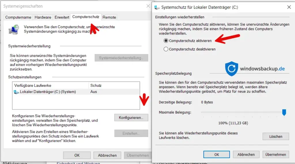 Wiederherstellungspunkt manuell erstellen