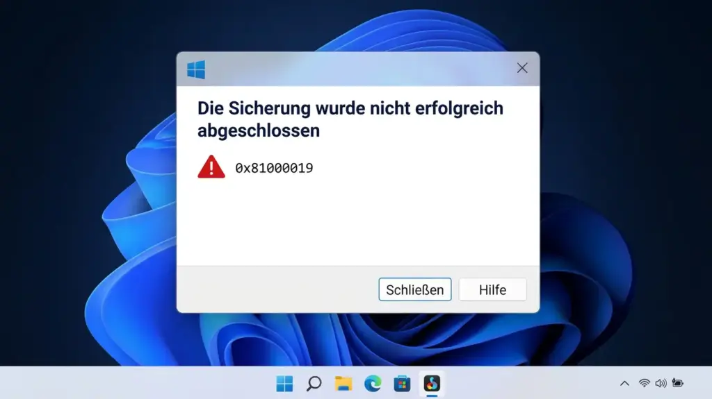 Die Sicherung wurde nicht erfolgreich abgeschlossen Windows Sicherung schlägt fehl Die Sicherung wurde nicht erfolgreich abgeschlossen