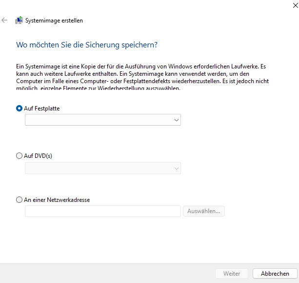 Systemabbild erstellen Windows 11
