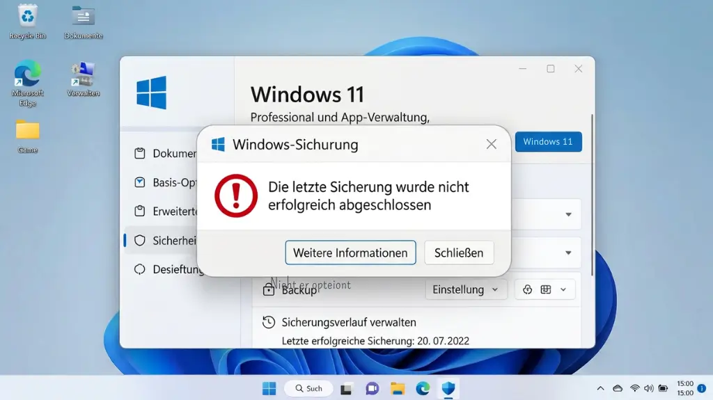 Windows Backup funktioniert nicht